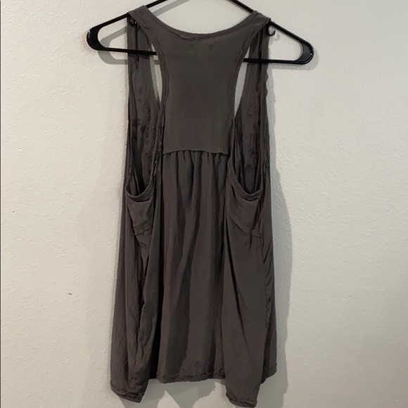 silent + noise Women’s Grey Beaded Silky Tank Top - L - Picture 5 of 6